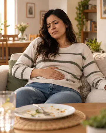 Mujer con pesadez y malestar digestivo