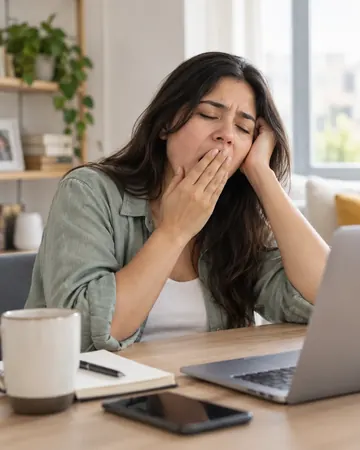 Mujer cansada y con sueño durante el día